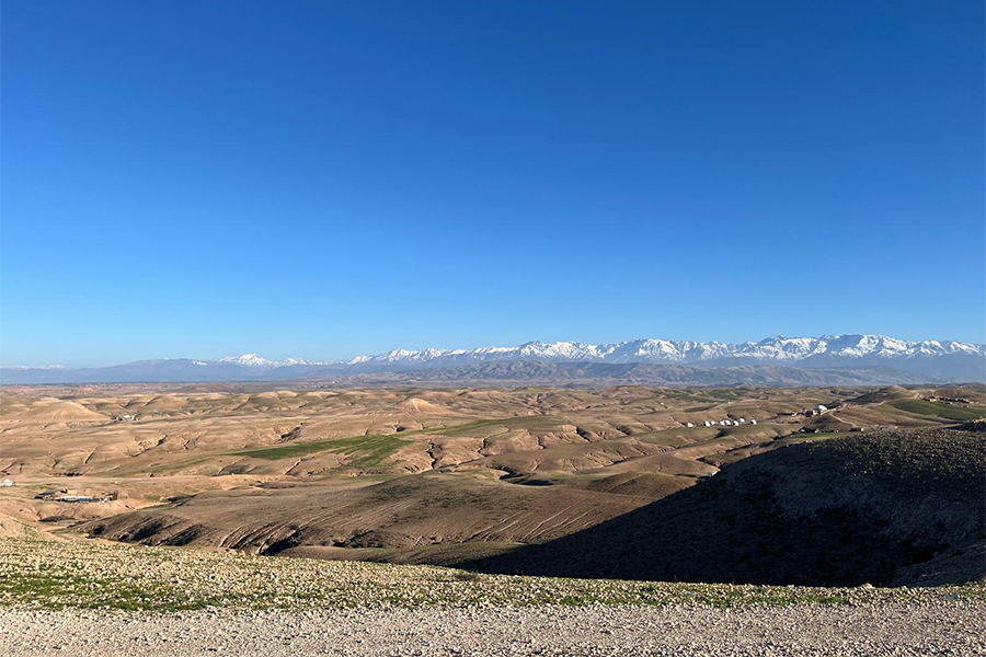 Panorama view of the Agafay Desert, Morrocco