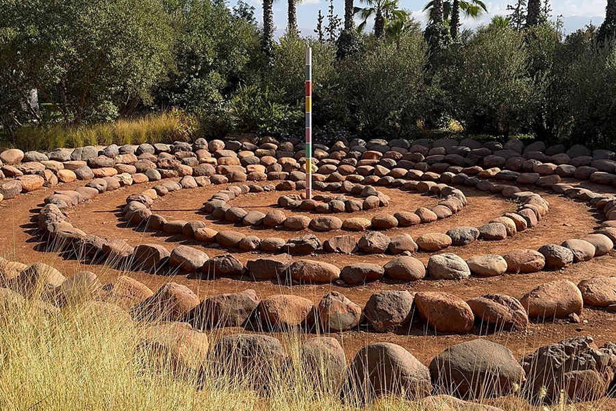Spiral square in anima garden in Marrakesh, Morocco