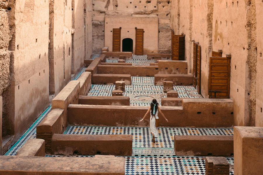 Mosaic Floor in El-Badi Palace in Marrakesh, Morocco