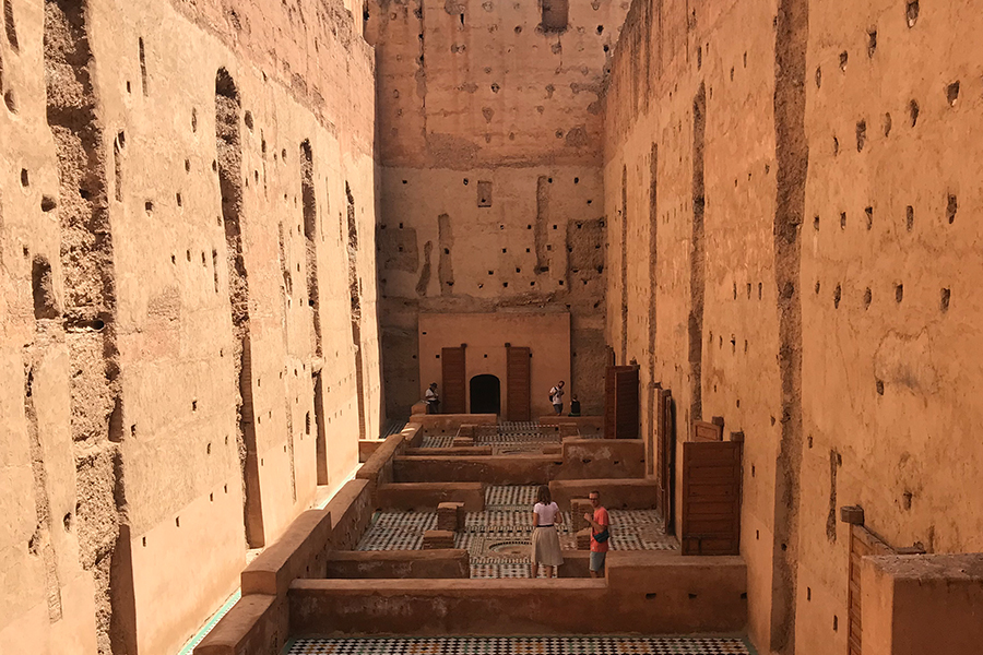 Inside El-Badi Palace in Marrakesh, Morocco