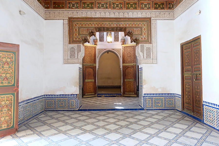 Souk in Bahia Palace in Marrakesh, Morocco