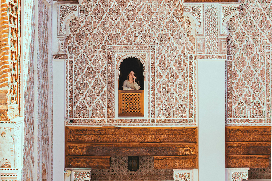 Student's room at Ben Youssef Madrasa in Marrakesh, Morocco