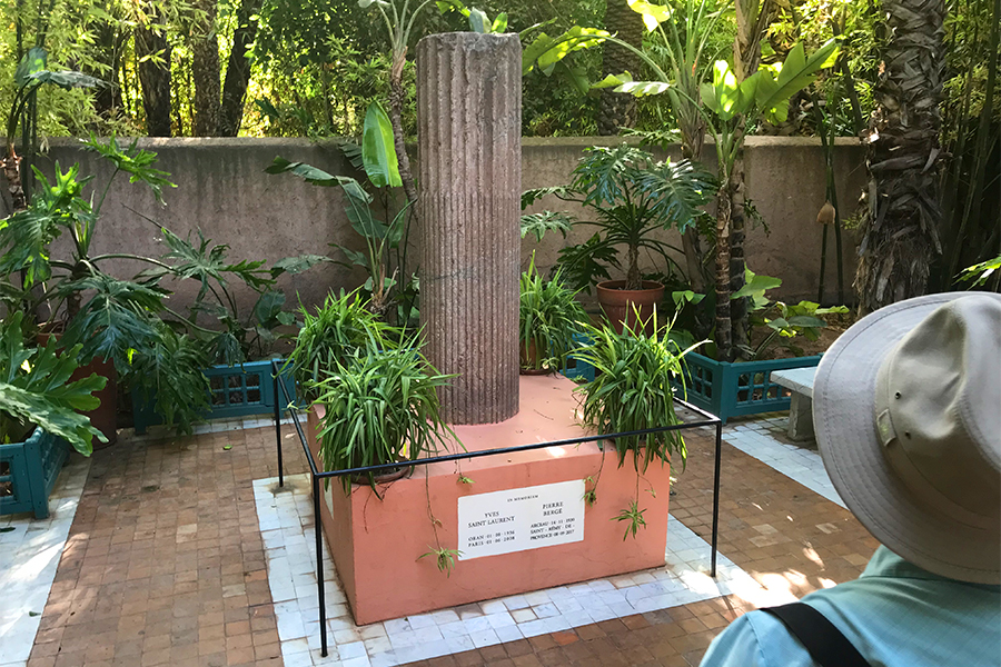 Monument of Yves Saint Laurent, Majorelle Garden in Marrakesh, Morocco