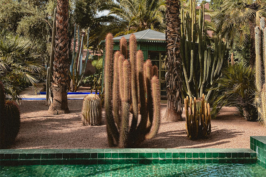 Pavilion in Majorelle Garden in Marrakesh, Morocco
