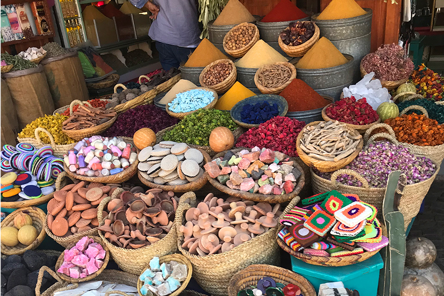 Spices in a shop at Souk in Marrakesh, Morocco